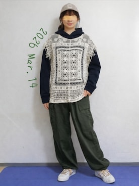 「Java（ジャバ）のアイテム（パンツ）」を使った、🍠ゆみっつ🍠さん（レディース・173cm）の春コーディネート