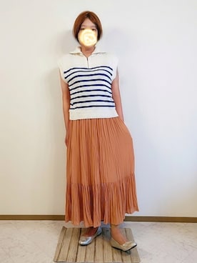 「ティアードスカート」｜「アイテム（ジャンパースカート）」を使った、🍠ゆみっつ🍠さん（レディース・173cm）の秋コーディネート