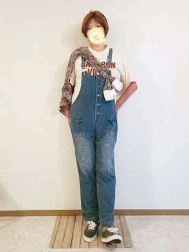 「La-gemme（ラジェム）のアイテム（サロペット/オーバーオール）」を使った、🍠ゆみっつ🍠さん（レディース・173cm）の春コーディネート