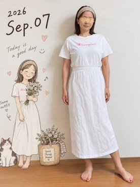 「Champion（チャンピオン）のアイテム」を使った、🍠ゆみっつ🍠さん（レディース・173cm）の秋コーディネート