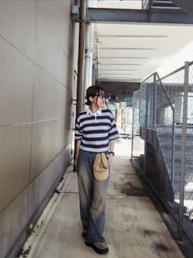 「アイテム（ポロシャツ）」を使った、yuitaroさん（レディース・155cm）の夏コーディネート