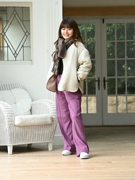 「ノーカラージャケット」｜マックハウスZOZOスタイリスト レディースさん（レディース・163cm）の冬コーディネート