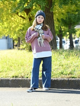 「レディース」｜「アイテム（帽子）」を使った、マックハウスZOZOスタイリスト レディースさん（レディース・163cm）の冬コーディネート