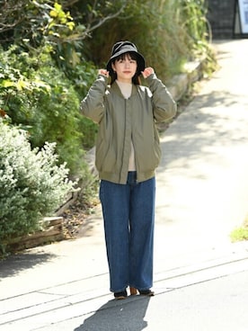 「レディース」｜「アイテム（MA-1）」を使った、マックハウスZOZOスタイリスト レディースさん（レディース・163cm）の秋コーディネート