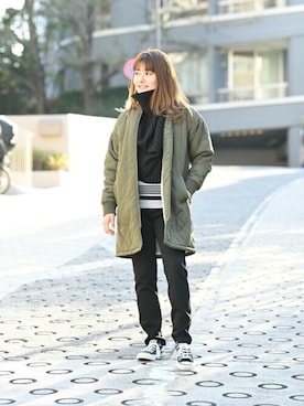 「NAVY（ネイビー）のアイテム」を使った、マックハウスZOZOスタイリスト レディースさん（レディース・163cm）の冬コーディネート