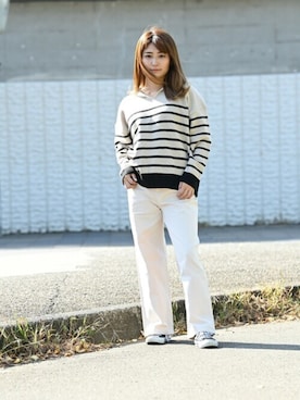 「NAVY（ネイビー）のアイテム」を使った、マックハウスZOZOスタイリスト レディースさん（レディース・163cm）の冬コーディネート