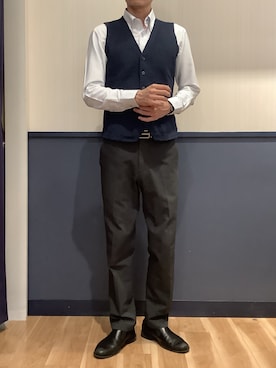 「アイテム（ビジネスシャツ）」を使った、BRICK HOUSE by Tokyo Shirts 佐賀ゆめタウン店さん（メンズ・177cm）の秋コーディネート