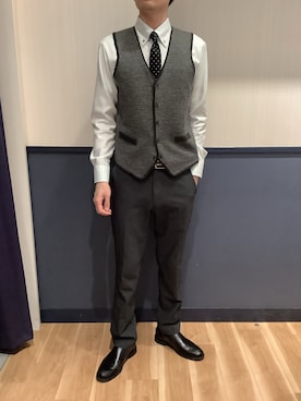 「アイテム（ビジネスシャツ）」を使った、BRICK HOUSE by Tokyo Shirts 佐賀ゆめタウン店さん（メンズ・177cm）の秋コーディネート