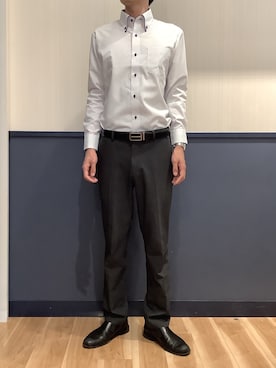 「アイテム（ビジネスシャツ）」を使った、BRICK HOUSE by Tokyo Shirts 佐賀ゆめタウン店さん（メンズ・177cm）の秋コーディネート