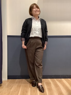 「アイテム（ビジネスシャツ）」を使った、BRICK HOUSE by Tokyo Shirts 佐賀ゆめタウン店さん（レディース・158cm）の冬コーディネート