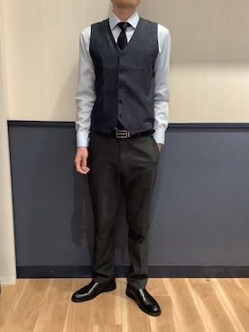 「アイテム（ビジネスシャツ）」を使った、BRICK HOUSE by Tokyo Shirts 佐賀ゆめタウン店さん（メンズ・177cm）の秋コーディネート