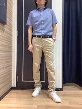 「アイテム（ビジネスシャツ）」を使った、BRICK HOUSE シャツ工房 熊本イオンモール店さん（メンズ・183cm）の夏コーディネート