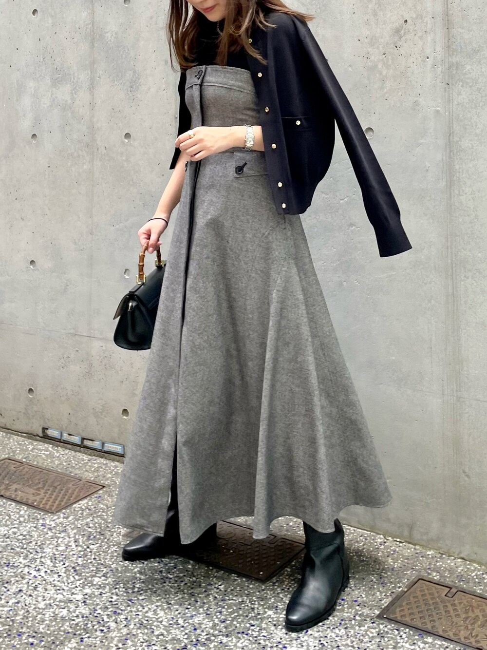 本日限定 アルアバイル シックツイードサロペットドレス