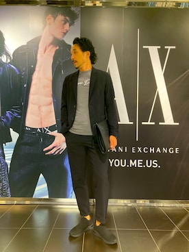 「ARMANI EXCHANGE（アルマーニエクスチェンジ）のアイテム（クラッチバッグ）」を使った、yochikoさん（メンズ・178cm）の夏コーディネート