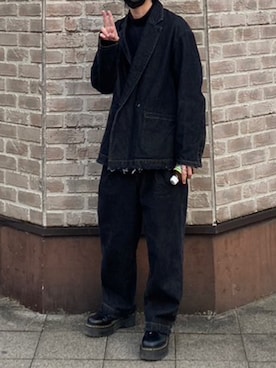 「JUNRED（ジュンレッド）のアイテム（デニムジャケット）」を使った、あいすさん（メンズ・167cm）の冬コーディネート
