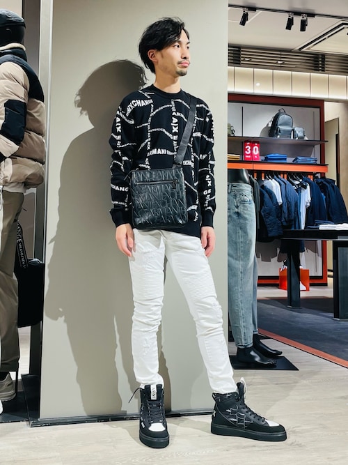 A|X アルマーニ エクスチェンジ】バイカー ダメージデニムパンツ