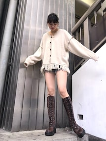 完売商品　jouetieジュエティ レースアップスニーカーソールブーツ ベージュ jouetie（ジュエティ）の「レースアップスニーカーソールブーツ