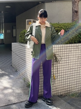 「jouetie（ジュエティ）のアイテム（ライダースジャケット）」を使った、CHIHARUさん（レディース・170cm）の秋コーディネート