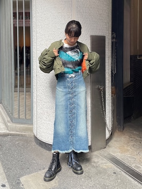 「jouetie（ジュエティ）のアイテム（MA-1）」を使った、CHIHARUさん（レディース・170cm）の秋コーディネート