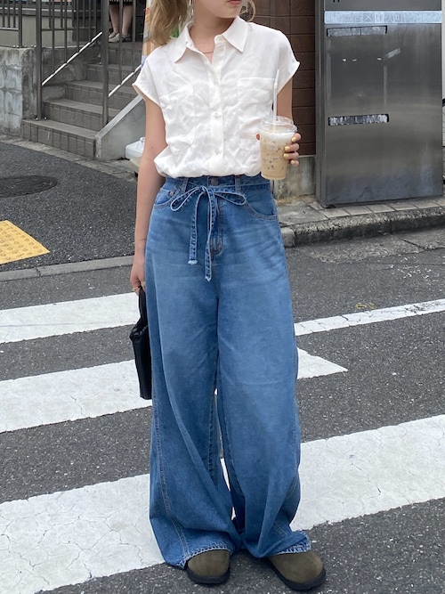 ウエストベルトデザインデニム