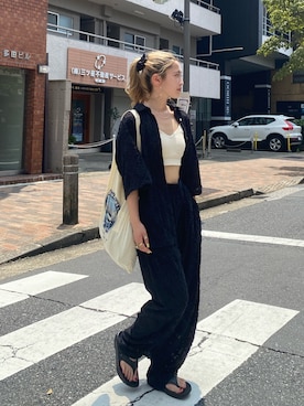 「Ungrid（アングリッド）のアイテム（トートバッグ）」を使った、秋本すずかさん（レディース・155cm）の夏コーディネート