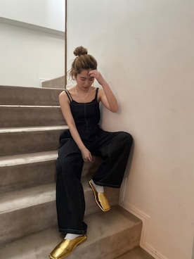 「Ungrid（アングリッド）のアイテム（サロペット/オーバーオール）」を使った、秋本すずかさん（レディース・155cm）の春コーディネート