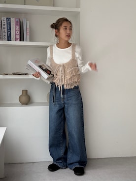 「アイテム（スリッポン）」を使った、秋本すずかさん（レディース・155cm）の秋コーディネート