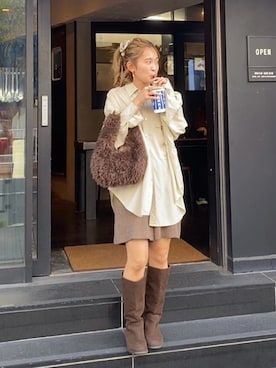 「アイテム（ブーツ）」を使った、秋本すずかさん（レディース・155cm）の秋コーディネート