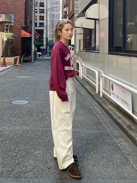 「アイテム（スウェット）」を使った、秋本すずかさん（レディース・155cm）の夏コーディネート