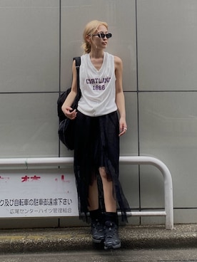 「Ungrid（アングリッド）のアイテム（スカート）」を使った、秋本すずかさん（レディース・155cm）の春コーディネート