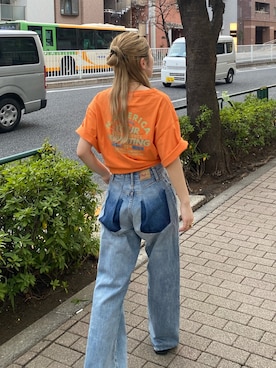 「リメイクデニム」｜「アイテム（トップス）」を使った、秋本すずかさん（レディース・155cm）の春コーディネート