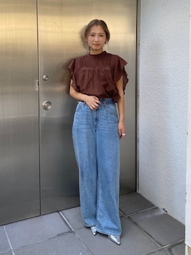 「Ungrid（アングリッド）のアイテム（パンツ）」を使った、秋本すずかさん（レディース・155cm）の夏コーディネート