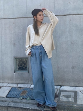 「アイテム（ローファー）」を使った、秋本すずかさん（レディース・155cm）の秋コーディネート