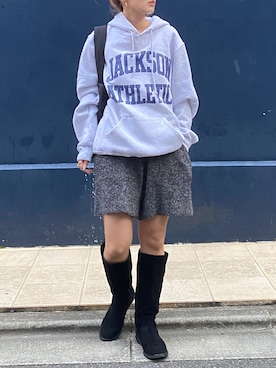 「Ungrid（アングリッド）のアイテム（パーカー）」を使った、秋本すずかさん（レディース・155cm）の秋コーディネート