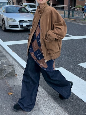 「アイテム（スリッポン）」を使った、秋本すずかさん（レディース・155cm）の秋コーディネート