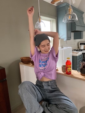 「アイテム（ニットキャップ/ビーニー）」を使った、秋本すずかさん（レディース・155cm）の春コーディネート