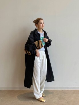 「Ungrid（アングリッド）のロゴロングスリーブTee（Tシャツ/カットソー）」を使った、秋本すずかさん（レディース・155cm）の冬コーディネート