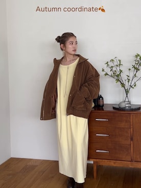 「アイテム（ブルゾン）」を使った、秋本すずかさん（レディース・155cm）の秋コーディネート