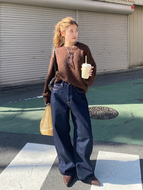 カラーモヘヤ混ルーズニット