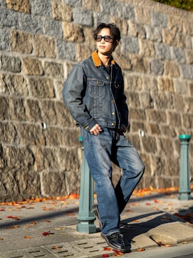 「アイテム（デニムジャケット）」を使った、ほまちゃんさん（メンズ・176cm・20代）の冬コーディネート