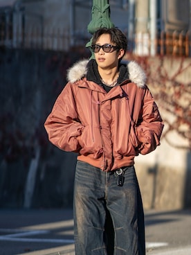 「MONKEY TIME（モンキータイム）のアイテム」を使った、ほまちゃんさん（メンズ・176cm）の冬コーディネート