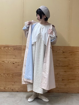 「アイテム（その他アウター、ピンク系）」を使った、りりさん（レディース・156cm）の春コーディネート