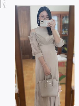 「MERCURYDUO（マーキュリーデュオ）のアイテム（ワンピース/ドレス）」を使った、高惟惟さん（レディース・156cm）の夏コーディネート