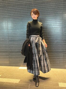 「cashmere（カシミア）のアイテム」を使った、kiyoka7287さん（レディース・162cm）の秋コーディネート