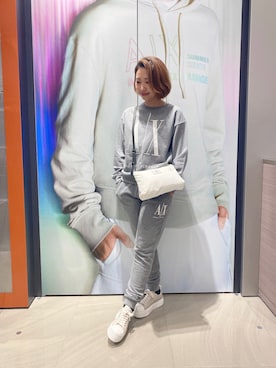 「ARMANI EXCHANGE（アルマーニエクスチェンジ）のアイテム（トップス、グレー系）」を使った、TTmmさん（レディース・163cm）の夏コーディネート