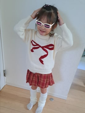 「アイテム（スカート）」を使った、もち米さん（キッズ・110cm）の秋コーディネート