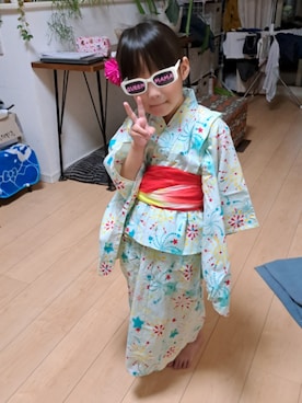 「アイテム（浴衣）」を使った、もち米さん（キッズ・110cm）の秋コーディネート