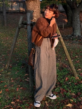 「紅葉コーデ」｜「アイテム（ジャケット/アウター）」を使った、himitanakaさん（レディース・155cm）の秋コーディネート