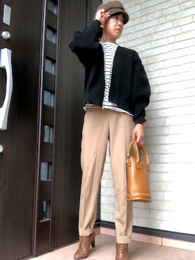 「GLOBAL WORK（グローバルワーク）のアイテム（キャスケット）」を使った、やま家さん（レディース・152cm）の秋コーディネート