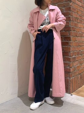 「niko and...（ニコアンド）のアイテム（トレンチコート）」を使った、neneさん（レディース・150cm）の春コーディネート